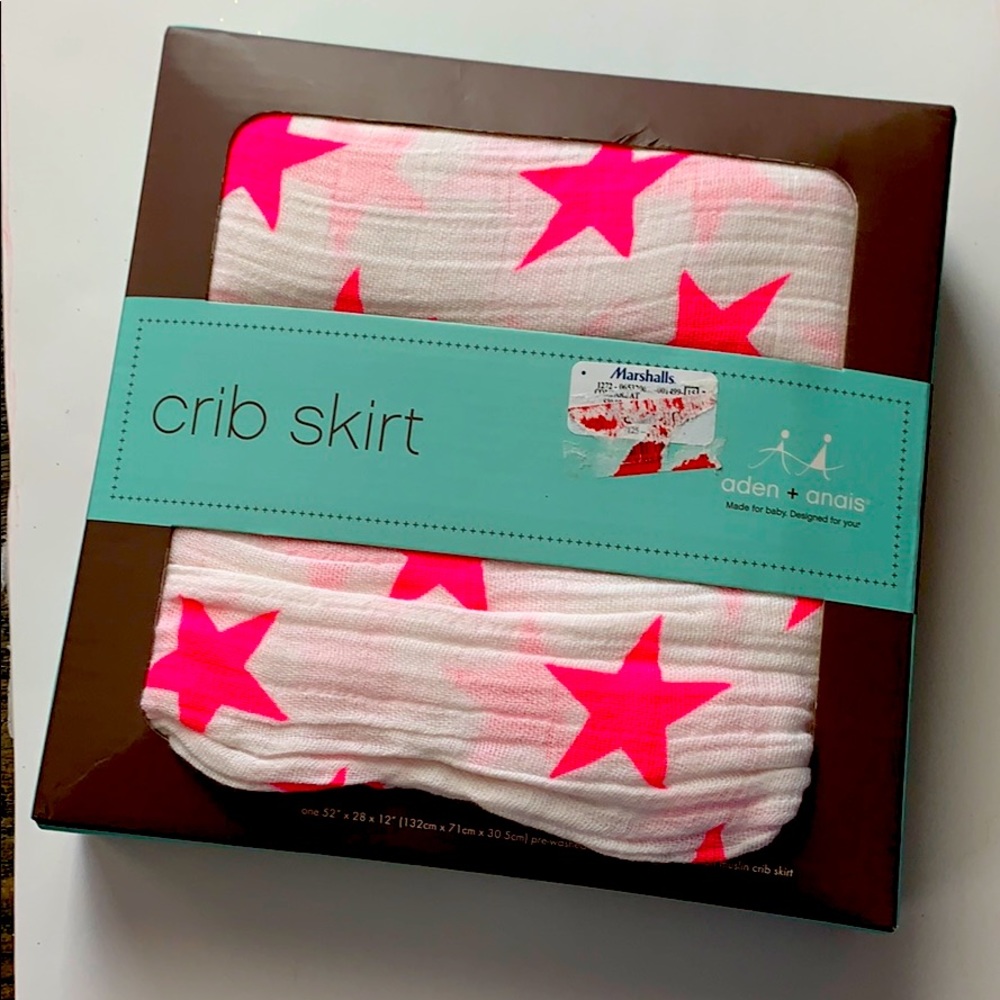Aden + anais pink star crib skirt